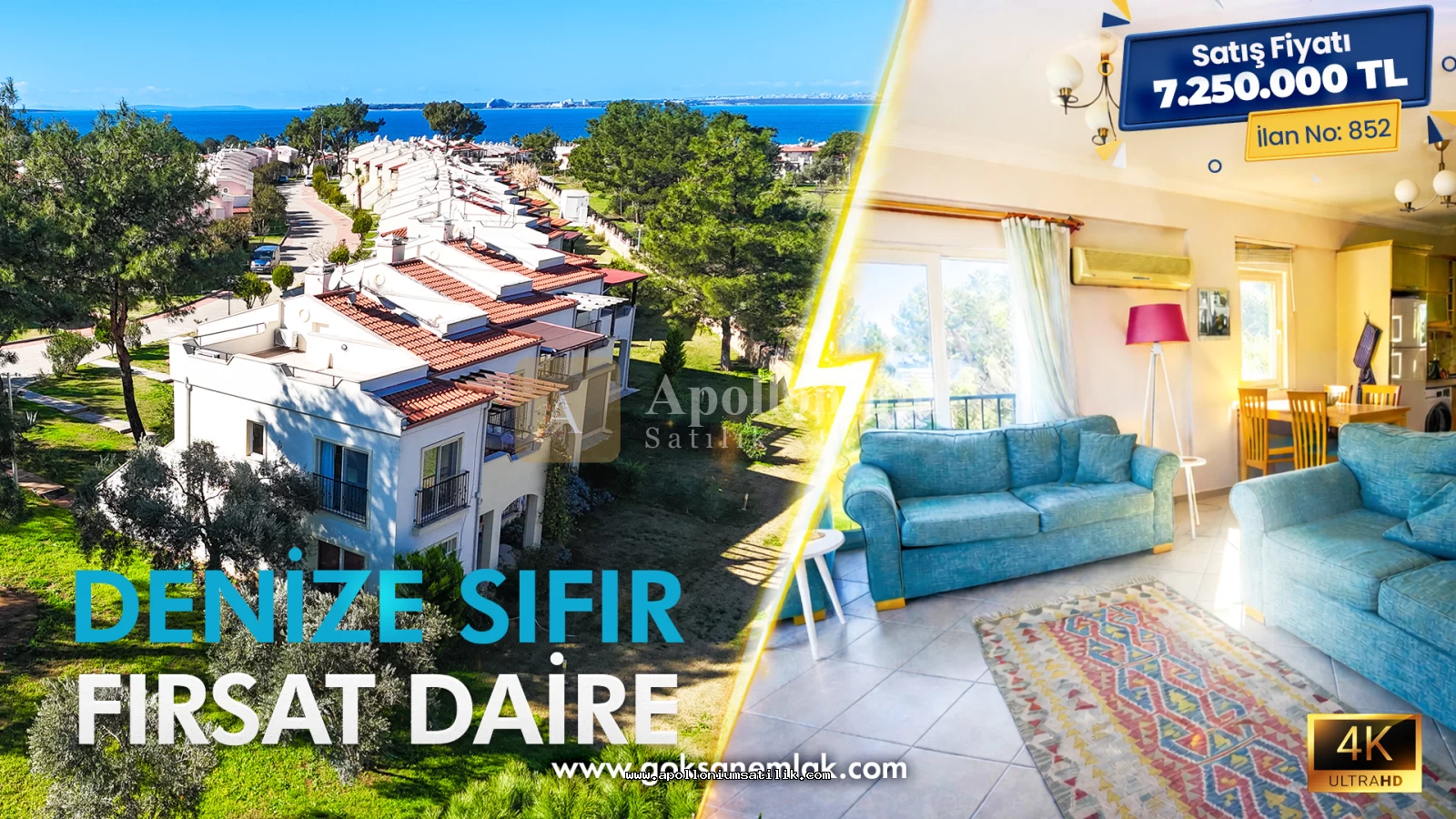 Kaçırmayın Apollonium Sitesinde Üst Kat Köşe 2+1 Ferah Daire